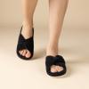 imageChantomoo Slippers for Women Memory Foam House Bedroom Corduroy Bow Crossbands Slide Slipper Shoes Comfy Trendy Gift SlippersBlack