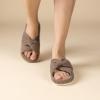 imageChantomoo Slippers for Women Memory Foam House Bedroom Corduroy Bow Crossbands Slide Slipper Shoes Comfy Trendy Gift SlippersBrown