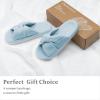 imageChantomoo Slippers for Women Memory Foam House Bedroom Corduroy Bow Crossbands Slide Slipper Shoes Comfy Trendy Gift SlippersLlight Blue