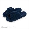 imageChantomoo Slippers for Women Memory Foam House Bedroom Corduroy Bow Crossbands Slide Slipper Shoes Comfy Trendy Gift SlippersNavy