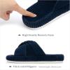 imageChantomoo Slippers for Women Memory Foam House Bedroom Corduroy Bow Crossbands Slide Slipper Shoes Comfy Trendy Gift SlippersNavy