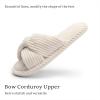 imageChantomoo Slippers for Women Memory Foam House Womens Slipper Slides Home Bedroom Bathroom Spa Open Toe Corduroy Bow Slippers Cozy ComfortableBeige