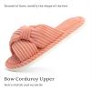 imageChantomoo Slippers for Women Memory Foam House Womens Slipper Slides Home Bedroom Bathroom Spa Open Toe Corduroy Bow Slippers Cozy ComfortableBrick Red