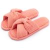 imageChantomoo Slippers for Women Memory Foam House Womens Slipper Slides Home Bedroom Bathroom Spa Open Toe Corduroy Bow Slippers Cozy ComfortableBrick Red