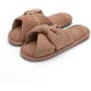 imageChantomoo Slippers for Women Memory Foam House Womens Slipper Slides Home Bedroom Bathroom Spa Open Toe Corduroy Bow Slippers Cozy ComfortableBrown