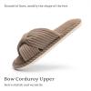 imageChantomoo Slippers for Women Memory Foam House Womens Slipper Slides Home Bedroom Bathroom Spa Open Toe Corduroy Bow Slippers Cozy ComfortableBrown