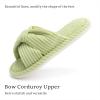 imageChantomoo Slippers for Women Memory Foam House Womens Slipper Slides Home Bedroom Bathroom Spa Open Toe Corduroy Bow Slippers Cozy ComfortableGreen