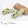imageChantomoo Slippers for Women Memory Foam House Womens Slipper Slides Home Bedroom Bathroom Spa Open Toe Corduroy Bow Slippers Cozy ComfortableGreen