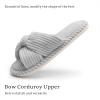 imageChantomoo Slippers for Women Memory Foam House Womens Slipper Slides Home Bedroom Bathroom Spa Open Toe Corduroy Bow Slippers Cozy ComfortableGrey