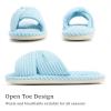 imageChantomoo Slippers for Women Memory Foam House Womens Slipper Slides Home Bedroom Bathroom Spa Open Toe Corduroy Bow Slippers Cozy ComfortableLight Blue