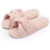 imageChantomoo Slippers for Women Memory Foam House Womens Slipper Slides Home Bedroom Bathroom Spa Open Toe Corduroy Bow Slippers Cozy ComfortablePink