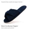imageChantomoo Slippers for Women Memory Foam House Womens Slipper Slides Home Bedroom Bathroom Spa Open Toe Corduroy Bow Slippers Cozy ComfortableRoyal Blue