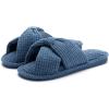 imageChantomoo Slippers for Women Memory Foam House Womens Slipper Slides Home Bedroom Bathroom Spa Open Toe Corduroy Bow Slippers Cozy ComfortableRoyal Blue