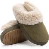 imageChantomoo Slippers for Women and Men Memory Foam Slippers House Shoes Faux Suede Upper Rubber Sole Faux Fur Lining Warm Comfy Indoor Fuzzy SlippersArmy Green