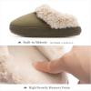 imageChantomoo Slippers for Women and Men Memory Foam Slippers House Shoes Faux Suede Upper Rubber Sole Faux Fur Lining Warm Comfy Indoor Fuzzy SlippersArmy Green