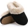 imageChantomoo Slippers for Women and Men Memory Foam Slippers House Shoes Faux Suede Upper Rubber Sole Faux Fur Lining Warm Comfy Indoor Fuzzy SlippersBlack