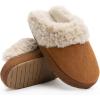imageChantomoo Slippers for Women and Men Memory Foam Slippers House Shoes Faux Suede Upper Rubber Sole Faux Fur Lining Warm Comfy Indoor Fuzzy SlippersDark Brown