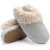 imageChantomoo Slippers for Women and Men Memory Foam Slippers House Shoes Faux Suede Upper Rubber Sole Faux Fur Lining Warm Comfy Indoor Fuzzy SlippersGrey