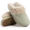 imageChantomoo Slippers for Women and Men Memory Foam Slippers House Shoes Faux Suede Upper Rubber Sole Faux Fur Lining Warm Comfy Indoor Fuzzy SlippersLight Green