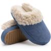 imageChantomoo Slippers for Women and Men Memory Foam Slippers House Shoes Faux Suede Upper Rubber Sole Faux Fur Lining Warm Comfy Indoor Fuzzy SlippersNavy