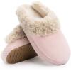 imageChantomoo Slippers for Women and Men Memory Foam Slippers House Shoes Faux Suede Upper Rubber Sole Faux Fur Lining Warm Comfy Indoor Fuzzy SlippersPink