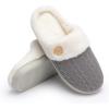 imageChantomoo Womens Slipper Warm Comfy Memory Foam House Slippers Knitted Shoes Faux Fur Lined AntiSkid Rubber Sole Bedroom Cozy Indoor Outdoor SlippersDark Grey