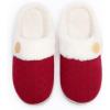 imageChantomoo Womens Slipper Warm Comfy Memory Foam House Slippers Knitted Shoes Faux Fur Lined AntiSkid Rubber Sole Bedroom Cozy Indoor Outdoor SlippersRed