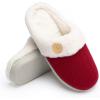 imageChantomoo Womens Slipper Warm Comfy Memory Foam House Slippers Knitted Shoes Faux Fur Lined AntiSkid Rubber Sole Bedroom Cozy Indoor Outdoor SlippersRed