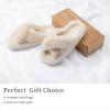 imageChantomoo Womens Slippers Memory Foam House Bedroom Slippers for Women Fuzzy Plush Comfy Faux Fur Lined Slide Shoes AntiSkid Sole Trendy Gift SlippersBeige Cross