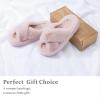 imageChantomoo Womens Slippers Memory Foam House Bedroom Slippers for Women Fuzzy Plush Comfy Faux Fur Lined Slide Shoes AntiSkid Sole Trendy Gift SlippersPink Cross