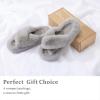 imageChantomoo Womens Slippers Memory Foam House Bedroom Slippers for Women Fuzzy Plush Comfy Faux Fur Lined Slide Shoes AntiSkid Sole Trendy Gift SlippersGrey Cross