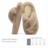 imageChantomoo Womens Slippers Memory Foam House Bedroom Slippers for Women Fuzzy Plush Comfy Faux Fur Lined Slide Shoes AntiSkid Sole Trendy Gift SlippersLight Brown Cross