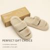 imageChantomoo Womens Slippers Memory Foam Slippers for Women Fuzzy Comfy Faux Fur House Shoes Furry Bedroom Indoor Open Toe Slippers Two Bands Trendy Gift SlippersCamel