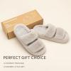 imageChantomoo Womens Slippers Memory Foam Slippers for Women Fuzzy Comfy Faux Fur House Shoes Furry Bedroom Indoor Open Toe Slippers Two Bands Trendy Gift SlippersGrey