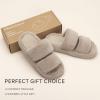 imageChantomoo Womens Slippers Memory Foam Slippers for Women Fuzzy Comfy Faux Fur House Shoes Furry Bedroom Indoor Open Toe Slippers Two Bands Trendy Gift SlippersLight Brown