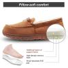 imageLA PLAGE Mens Moccasin Slippers Memory Foam Warm Plush House Slippers Indoor Outdoor Comfortable Winter House ShoesBrown