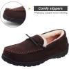 imageLA PLAGE Mens Moccasin Slippers Memory Foam Warm Plush House Slippers Indoor Outdoor Comfortable Winter House ShoesDark Brown