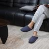 imageNineCiFun Mens Cozy Memory Foam Scuff Slippers Slip On Warm Bedroom Solid Waffle Upper Slippers Lightweight Nonslip IndoorOutdoor House ShoesNavy