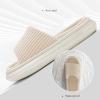 imageNineCiFun Unisex House Slippers Memory Foam Open toe Summer Slippers for Men and Women Corduroy Platform Slippers for Indoor and Outdoor UseBeige
