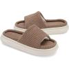 imageNineCiFun Unisex House Slippers Memory Foam Open toe Summer Slippers for Men and Women Corduroy Platform Slippers for Indoor and Outdoor UseBrown