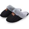 imageNineCiFun Womens Fuzzy Slippers Memory Foam Cozy House Slippers Comfy Scuffs Indoor Outdoor Gift Slippers with Soft Faux Fur LiningBlack