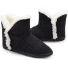 imageNineCiFun Womens Fuzzy Winter Bootie Slippers Knitted Ankle Boots Slippers Warm House Shoes Outdoor Indoor with Plush Fur LiningBlack