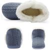 imageNineCiFun Womens Fuzzy Winter Bootie Slippers Knitted Ankle Boots Slippers Warm House Shoes Outdoor Indoor with Plush Fur LiningBlue