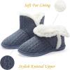 imageNineCiFun Womens Fuzzy Winter Bootie Slippers Knitted Ankle Boots Slippers Warm House Shoes Outdoor Indoor with Plush Fur LiningBlue
