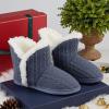 imageNineCiFun Womens Fuzzy Winter Bootie Slippers Knitted Ankle Boots Slippers Warm House Shoes Outdoor Indoor with Plush Fur LiningBlue
