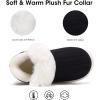 imageNineCiFun Womens Fuzzy Winter Bootie Slippers Knitted Ankle Boots Slippers Warm House Shoes Outdoor Indoor with Plush Fur LiningDark Black