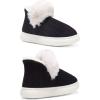 imageNineCiFun Womens Fuzzy Winter Bootie Slippers Knitted Ankle Boots Slippers Warm House Shoes Outdoor Indoor with Plush Fur LiningDark Black