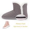 imageNineCiFun Womens Fuzzy Winter Bootie Slippers Knitted Ankle Boots Slippers Warm House Shoes Outdoor Indoor with Plush Fur LiningGrey