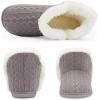 imageNineCiFun Womens Fuzzy Winter Bootie Slippers Knitted Ankle Boots Slippers Warm House Shoes Outdoor Indoor with Plush Fur LiningGrey