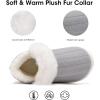 imageNineCiFun Womens Fuzzy Winter Bootie Slippers Knitted Ankle Boots Slippers Warm House Shoes Outdoor Indoor with Plush Fur LiningLight Grey